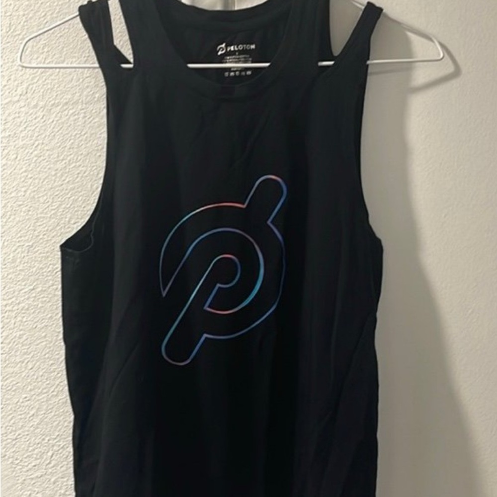 Peloton Black Tank Top with Multicolor Logo